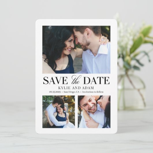 Eenvoudige Lijst EDITABLE KLEUR slaat de datumkaar Bedankkaart (Staand voorkant)