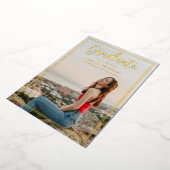 Eenvoudige Lijst Gold Script Photo Afstuderen in Folie Uitnodiging (Gedraaid)