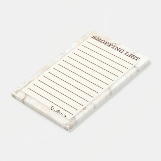 Eenvoudige lijst met metalen en marmerobjecten in  post-it® notes (Schuin)