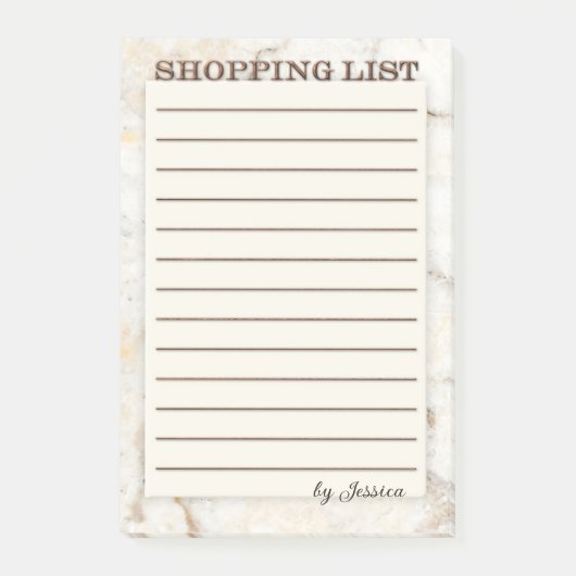 Eenvoudige lijst met metalen en marmerobjecten in post-it® notes (Voorkant)