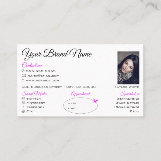 Eenvoudige Lijst met witte achtergrond Aangepaste Visitekaartje (Achterkant)