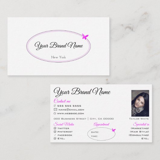 Eenvoudige Lijst met witte achtergrond Aangepaste Visitekaartje (Voorkant / Achterkant)