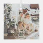 Eenvoudige Lijst Modern Typografie Foto Glas Ornament (Voorkant)