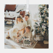 Eenvoudige Lijst Modern Typografie Foto Glas Ornament (Achterkant)