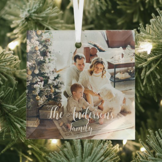 Eenvoudige Lijst Modern Typografie Foto Glas Ornament (Insitu)