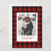 Eenvoudige Lijst Red Buffalo met kerstfoto Feestdagenkaart (Voorkant)