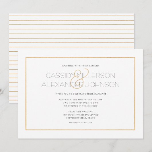 Eenvoudige lijst trouwuitnodigingen - schoon kaart (Voorkant / Achterkant)