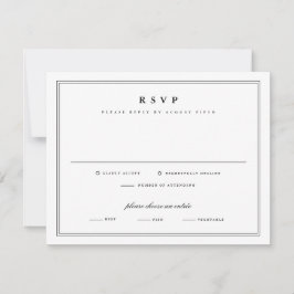 Eenvoudige lijst zwart-wit klassieke trouw  RSVP kaartje