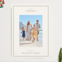 Eenvoudige Lijsten Moss Green op Beige Foto Kerst