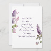 Eenvoudige Lila Bloemen Groen Christelijke Bruilof Kaart (Achterkant)