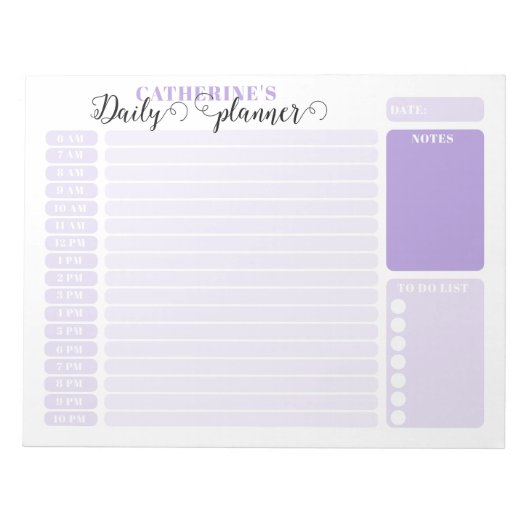 Eenvoudige Lila dagelijkse uurplanner van 6.00 - 1 Notitieblok (Voorkant)