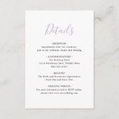 Eenvoudige Lila elegante bruiloft Informatiekaartje (Voorkant)