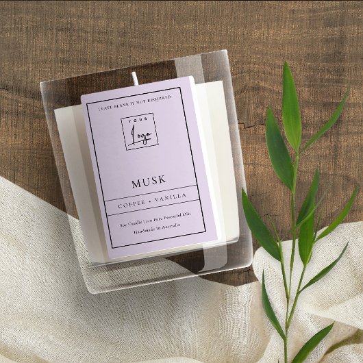 EENVOUDIGE LILA LAVENDER PAARSE LOGO GRENSKANDLE VOEDSELCONTAINER ETIKET