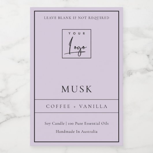 EENVOUDIGE LILA LAVENDER PAARSE LOGO GRENSKANDLE VOEDSELCONTAINER ETIKET (Enkel label)