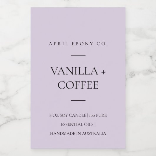 EENVOUDIGE LILA LAVENDER PAARSE MINIMAAL MODERNE K VOEDSELCONTAINER ETIKET (Enkel label)