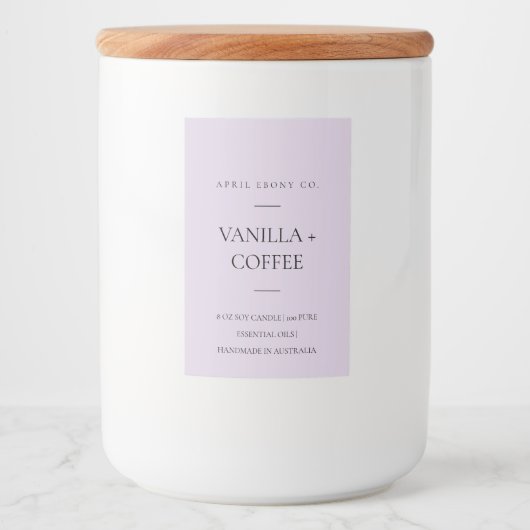 EENVOUDIGE LILA LAVENDER PAARSE MINIMAAL MODERNE K VOEDSELCONTAINER ETIKET (Voorkant)