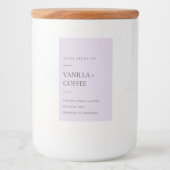 EENVOUDIGE LILA LAVENDER PAARSE MINIMAAL MODERNE K VOEDSELCONTAINER ETIKET (Voorkant)