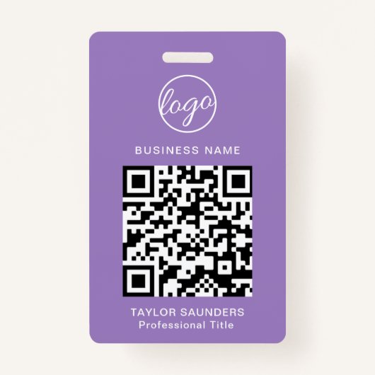 Eenvoudige Lila QR-code, werknemer-ID Badge (Voorkant)
