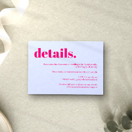 Eenvoudige lila roze huwelijksdetails RSVP kaartje