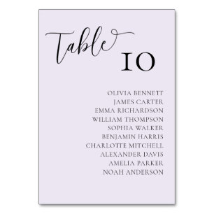 Eenvoudige Lila Trouwtafel nummers Kaart