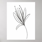 Eenvoudige Lily Line Art Flower Black White Poster (Voorkant)