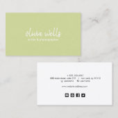 Eenvoudige lime groen handgeschreven netwerken visitekaartje (Voorkant / Achterkant)