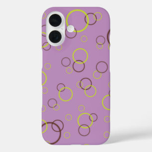 Eenvoudige Limoen bruine cirkels Paars Violet Patr iPhone 16 Hoesje