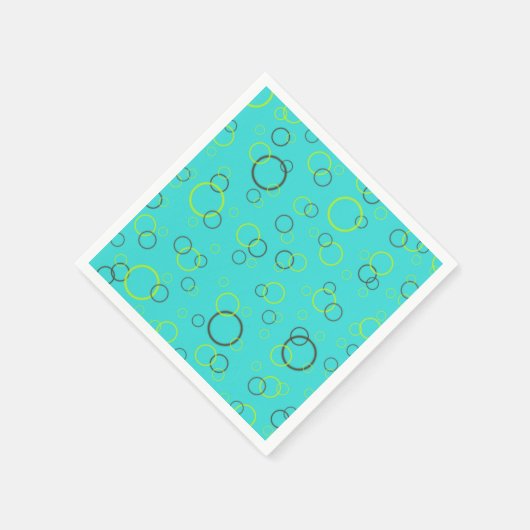 Eenvoudige Limoen en bruine cirkels op Turquoise P Servetten (Hoek)