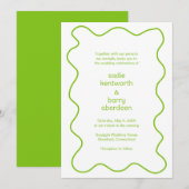 Eenvoudige limoen groene kronkel Lijst moderne bru Kaart (Voorkant / Achterkant)