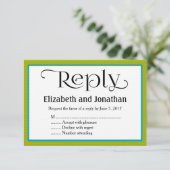 Eenvoudige limoen groene streep bruiloft antwoord  kaart (Staand voorkant)