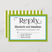 Eenvoudige limoen groene streep bruiloft antwoord  kaart (Voorkant / Achterkant)
