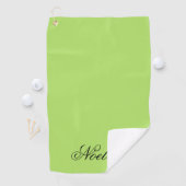 Eenvoudige limoen kleur aangepaste naam golfhanddoek (Insitu)