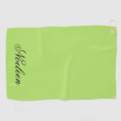 Eenvoudige limoen kleur aangepaste naam golfhanddoek (Horizontaal)