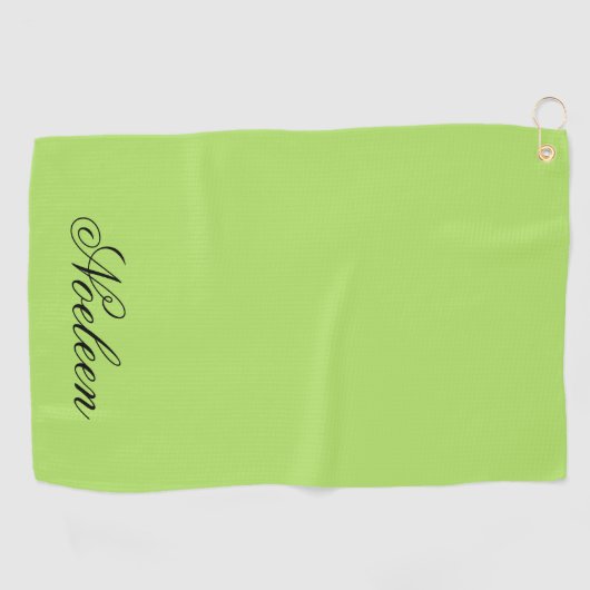 Eenvoudige limoen kleur aangepaste naam golfhanddoek (Horizontaal)