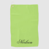 Eenvoudige limoen kleur aangepaste naam golfhanddoek (Voorkant)