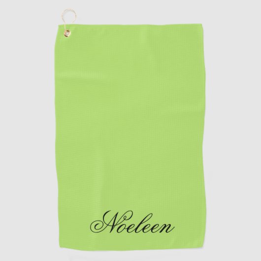 Eenvoudige limoen kleur aangepaste naam golfhanddoek (Voorkant)