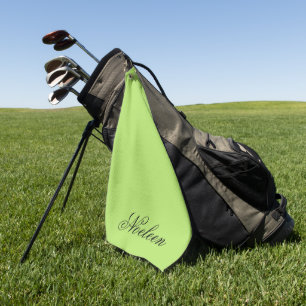 Eenvoudige limoen kleur aangepaste naam golfhanddoek