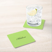 Eenvoudige limoen kleur aangepaste naam kartonnen onderzetters (Insitu)