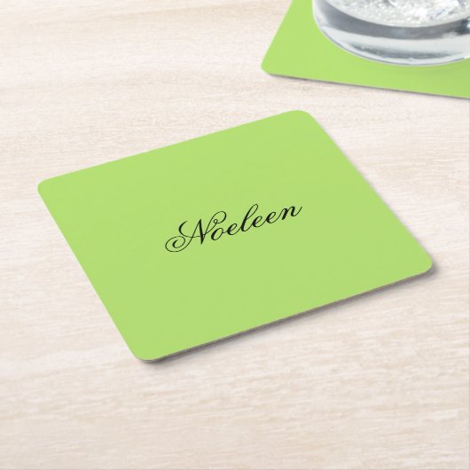 Eenvoudige limoen kleur aangepaste naam kartonnen onderzetters (Schuin)