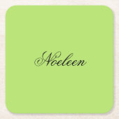 Eenvoudige limoen kleur aangepaste naam kartonnen onderzetters (Voorkant)