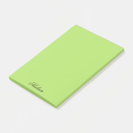 Eenvoudige limoen kleur aangepaste naam post-it® notes (Schuin)