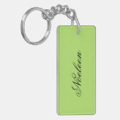 Eenvoudige limoen kleur aangepaste naam sleutelhanger (Voorkant Links)