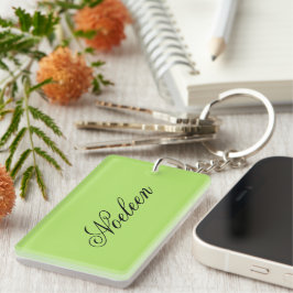 Eenvoudige limoen kleur aangepaste naam sleutelhanger