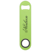 Eenvoudige limoen kleur aangepaste naam speed flessenopener (Voorkant)