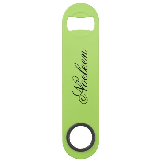 Eenvoudige limoen kleur aangepaste naam speed flessenopener (Voorkant)