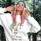 Eenvoudige Line Art Face Live Simply Dream Big Quo T-shirt