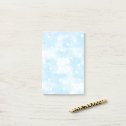 Eenvoudige Lined Custom Stars Sky Waterverf Post-it® Notes (Op bureau)