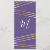 Eenvoudige Lined Roos Gold Violet Wedding Programm Programmakaart (Achterkant)