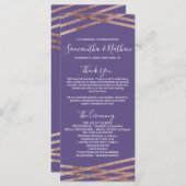 Eenvoudige Lined Roos Gold Violet Wedding Programm Programmakaart (Voorkant / Achterkant)