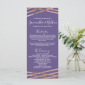 Eenvoudige Lined Roos Gold Violet Wedding Programm Programmakaart (Staand voorkant)